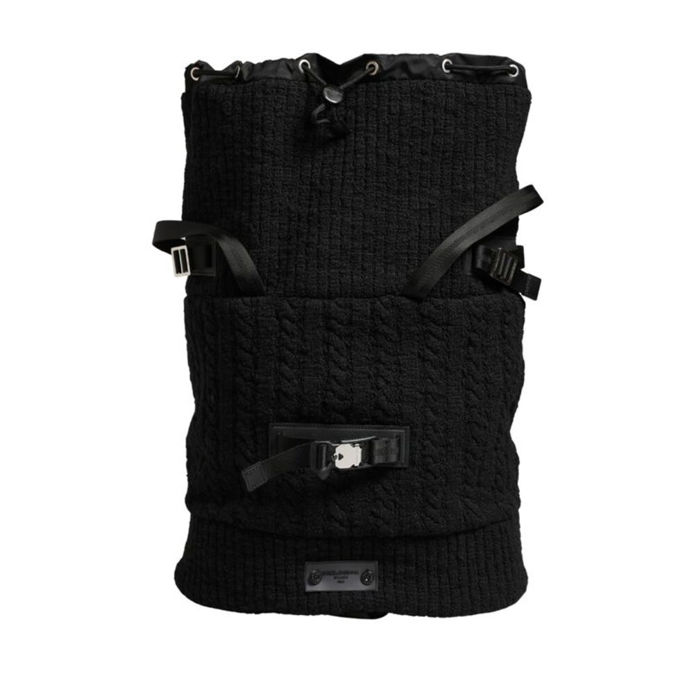 Dolce & Gabbana Black Tricot Wool Blend Duffel Backpack Travel Borse Men's Bag